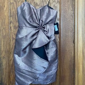 NWT Aidan Mattox Strapless Metallic Cocktail Dress - Size 0 - Dusty Rose